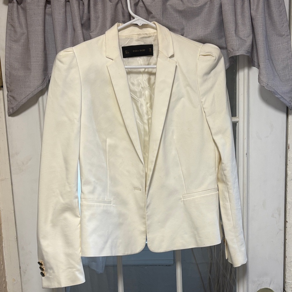 Zara Off-White Tailored Blazer